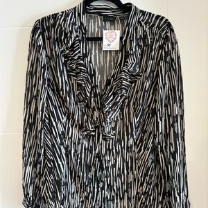 Investments Black and White Striped Blouse